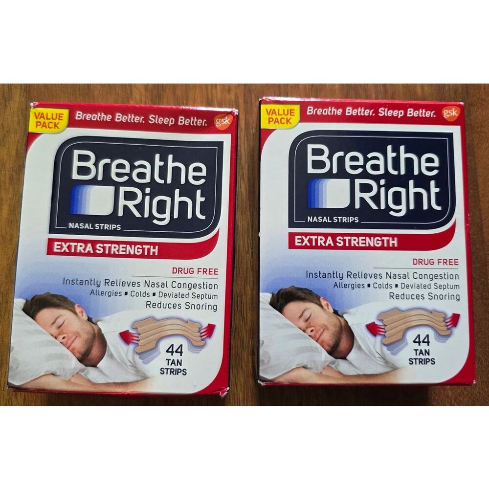 88 Total Count Breathe Right Nasal Strips Extra Strength Tan NEW
